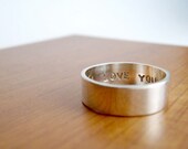 Custom Secret Promise Ring -- Personalized size and sentiment in sterling silver - Block lettering
