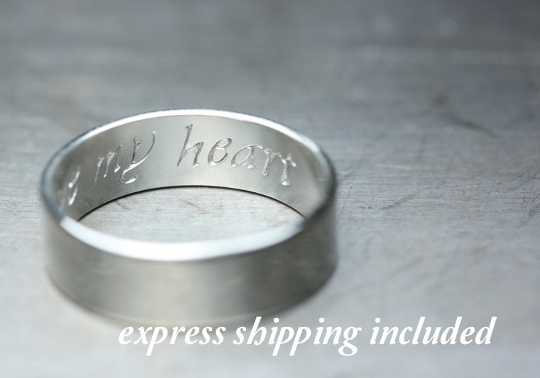 EXPRESS shipping included: Custom Secret Promise Ring - Sterling silver personalized with calligraphy letter font - One Ring