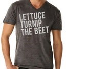 lettuce turnip the beet - grey burnout vneck - men's XL - ready to ship