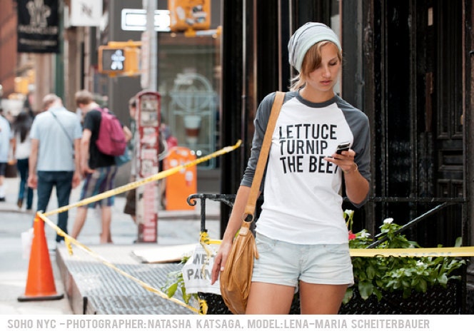 lettuce turnip the beet - grey baseball jersey - unisex XS, S, M, L, or XL - custom order