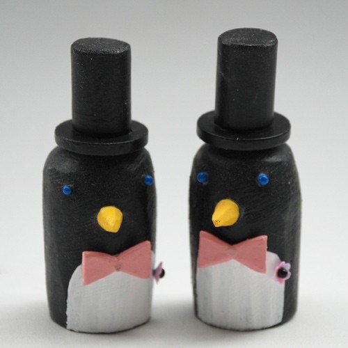 Fabulously Gay Penguin Wedding Cake Toppers