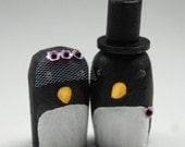 Penguin Wedding Cake Toppers - three veil flowers