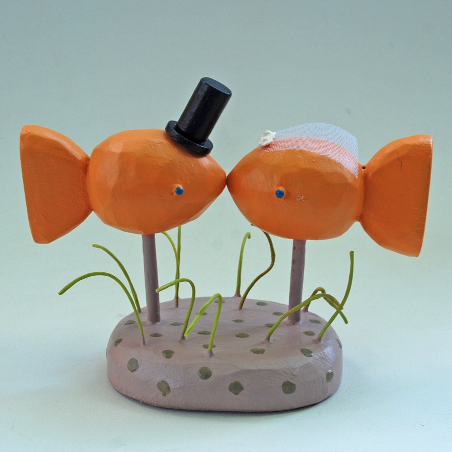 Kissing Fish Wedding Cake Toppers