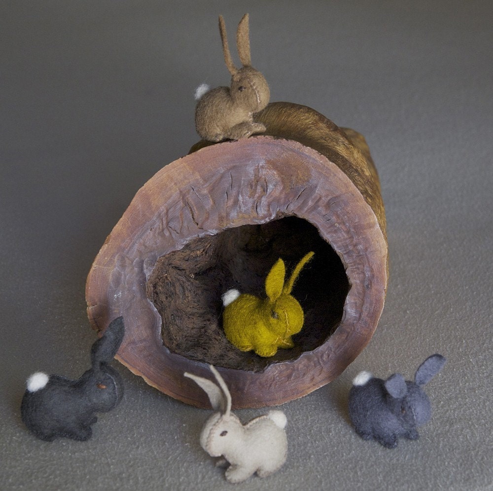 Wool Felt Eco Friendly Bunny by Julie Blanchette on Etsy