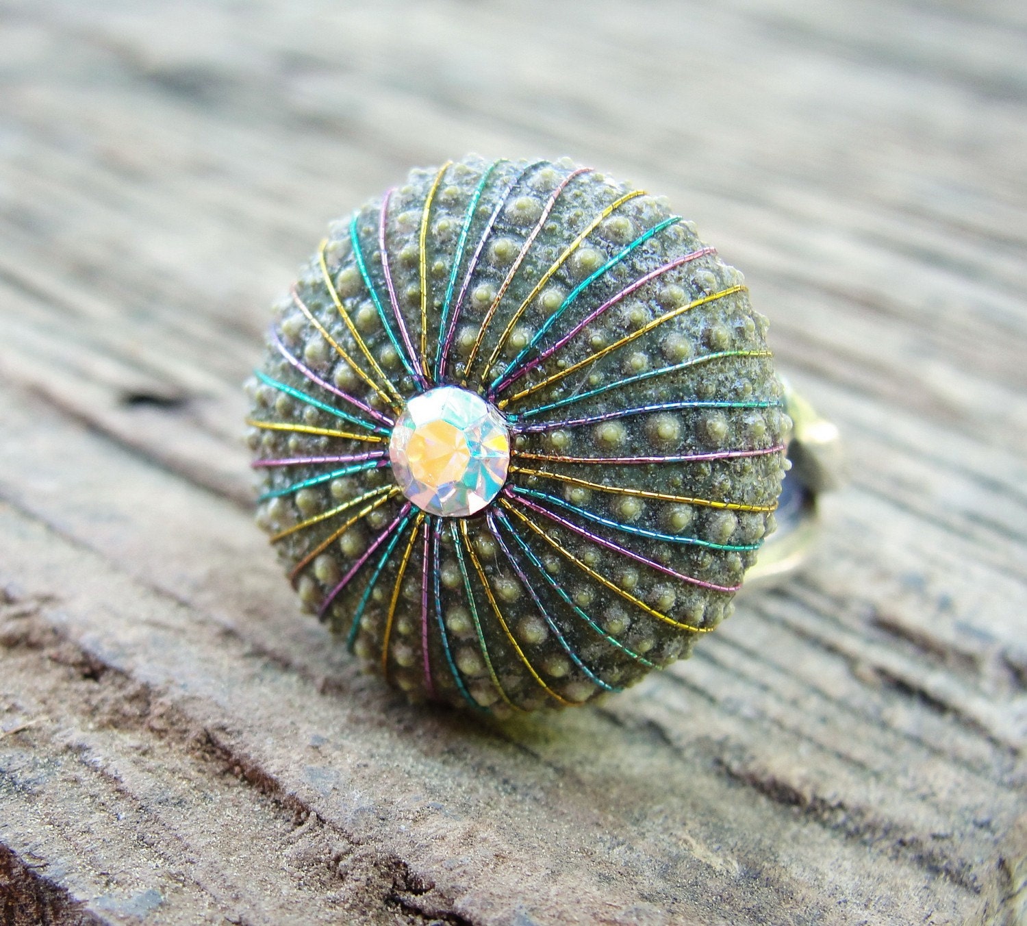 Sea Urchin Ring - Sterling Silver Multicolor Jewelry