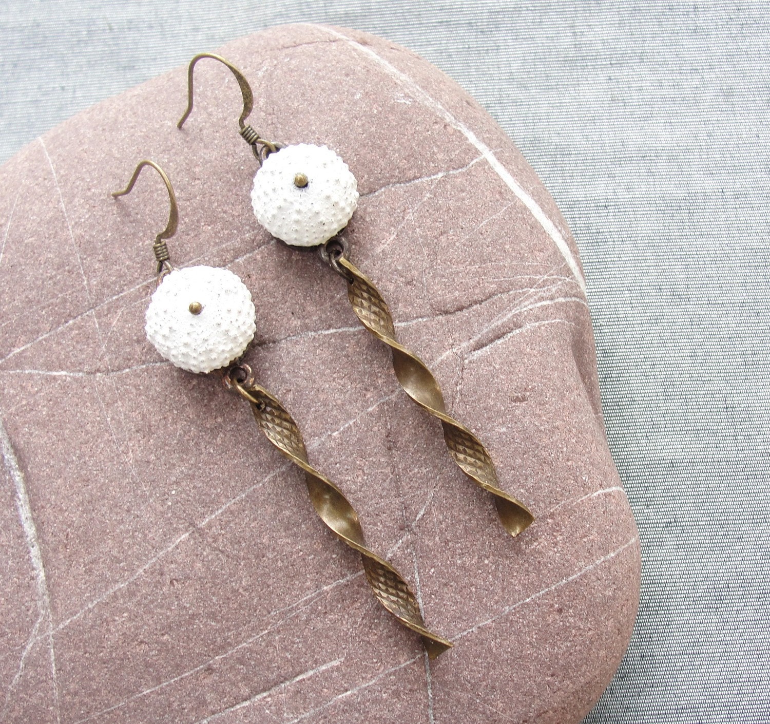 Sea Urchin Collection - White Swirl Earrings