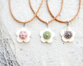 Sea Urchin Leather Sea Necklace - Pick You Color Green Pink