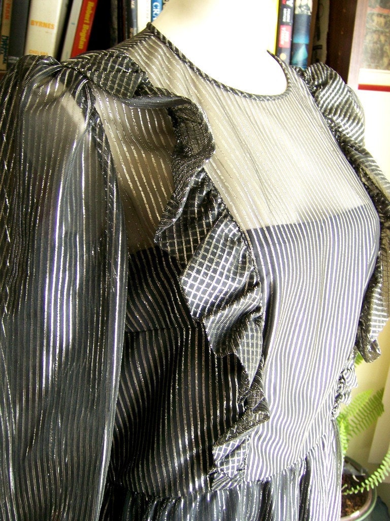 Platinum Prairie Girl vintage metallic pinstripe formal dress
