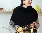 The XL Clutch in Italian Leather and Handwoven Ikat Fabric  - 15 Inch Wide Indie Patchwork Series