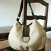 Auvenier Burlap Curved Hobo Bag with Leather in Natural Colour