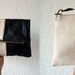 Leather Clutch in Black Italian Leather and Beige Linen - Indie Patchwork Series