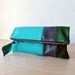 Leather Clutch in Italian Leather and Jade Green European Linen - Indie Patchwork Series