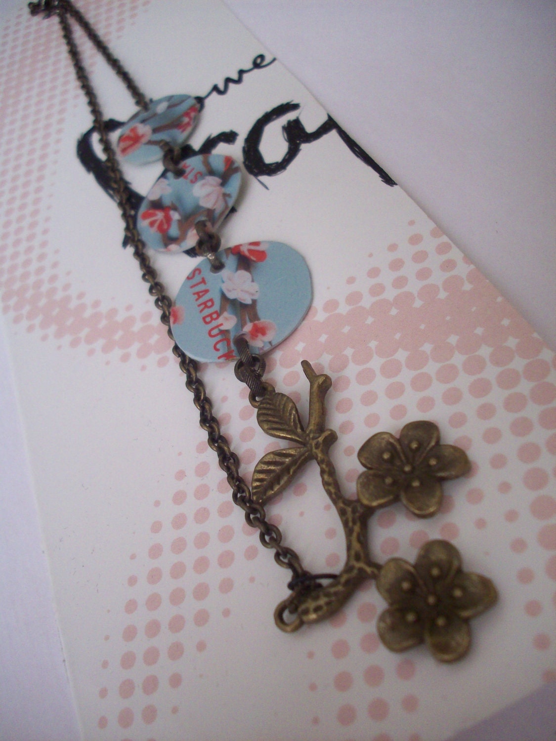 In Bloom Upcycled Cherry Blossom Gift Card Necklace