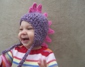 Ready to Ship - Last Minute Gift - Dragon Hat in Lilac - Dino Hat for Girls, Sweetly Ferocious, Rawr