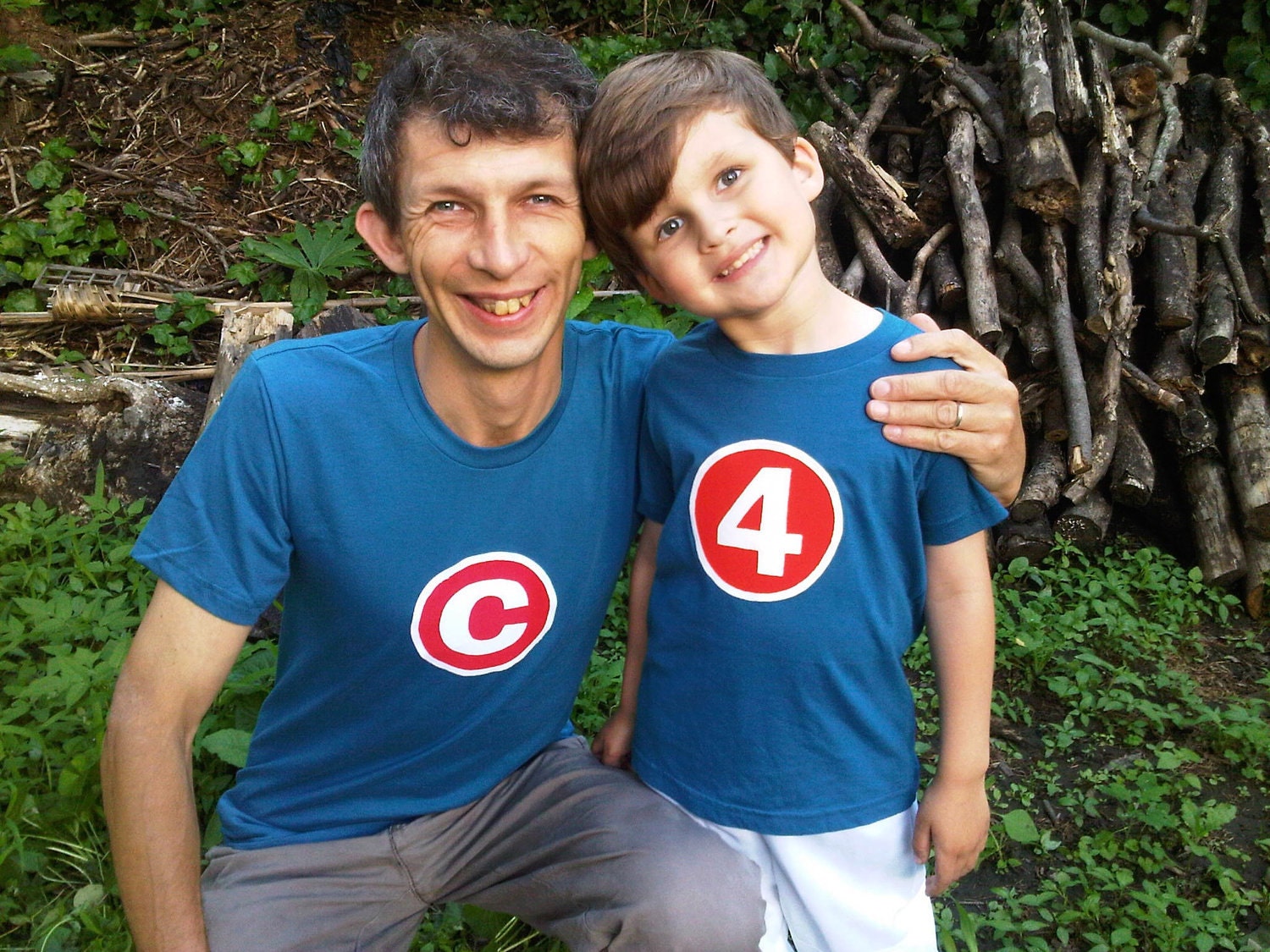 Father Son SET OF 2 Superhero Birthday Shirt- Personalized Family Portrait Dad Fathers Day