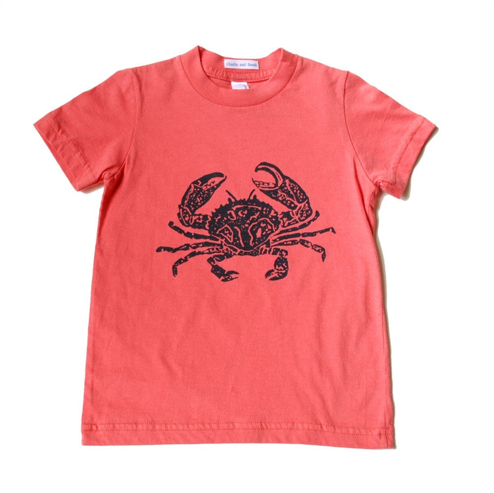 Crab Short Sleeve Tshirt on Nantucket Red and Navy- Kids, Mens, Womens