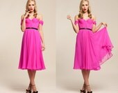 Fuschia Silk Hand Gathered Bustier Gown