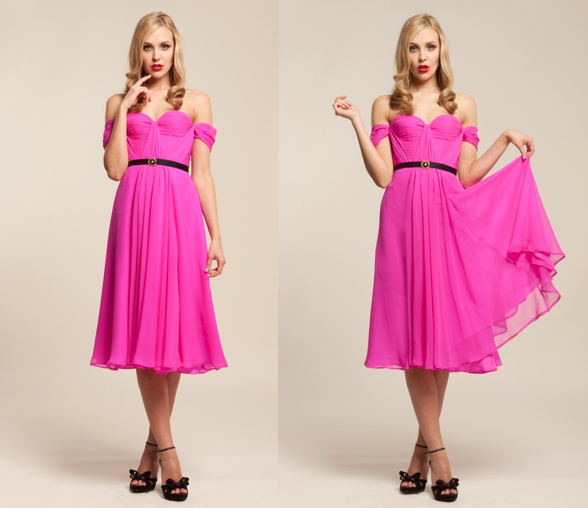 Fuschia Silk Hand Gathered Bustier Gown