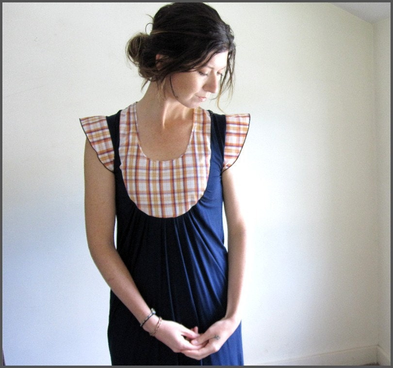 SALE - Plaid Jumper Dress / Spring Dress / Ruffle Sleeve / Size Small / Ready to Ship