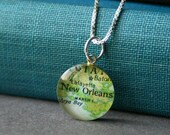 New Orleans - Small Sterling Map Charm Necklace