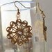 Brass Circle Flower Chandelier Earrings with Rhinestone Like Center