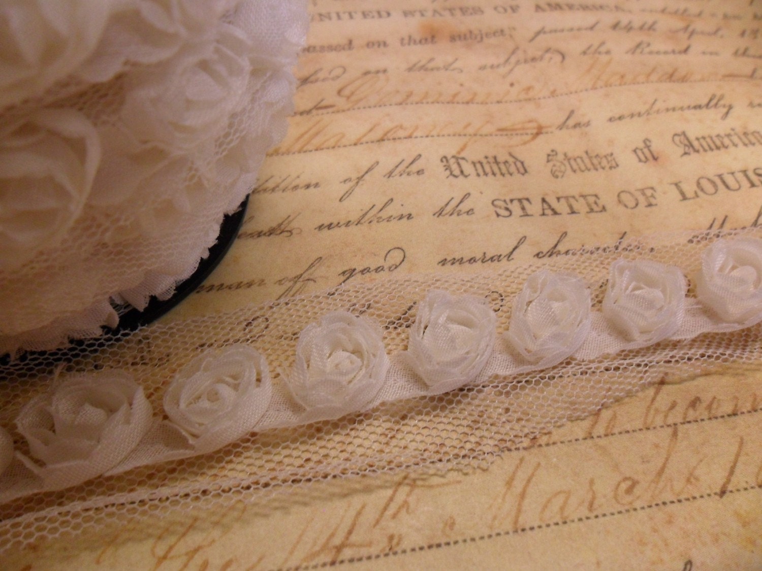 Sweet Petite Buttercream Organza Rose Ribbon