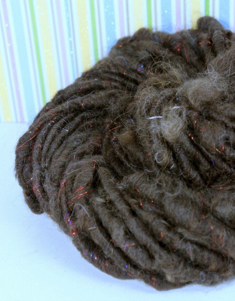 Handspun Art Yarn- Dark Sunset- Signature Jazzturtle NakedSpun Artisan Yarn