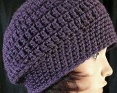 Slouchy Beanie in Purple Eggplant