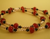 Red and Swarovski Necklace - Sterling Silver