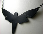 Large Sphinx Moth Recycled Vinyl Record Silhouette Necklace