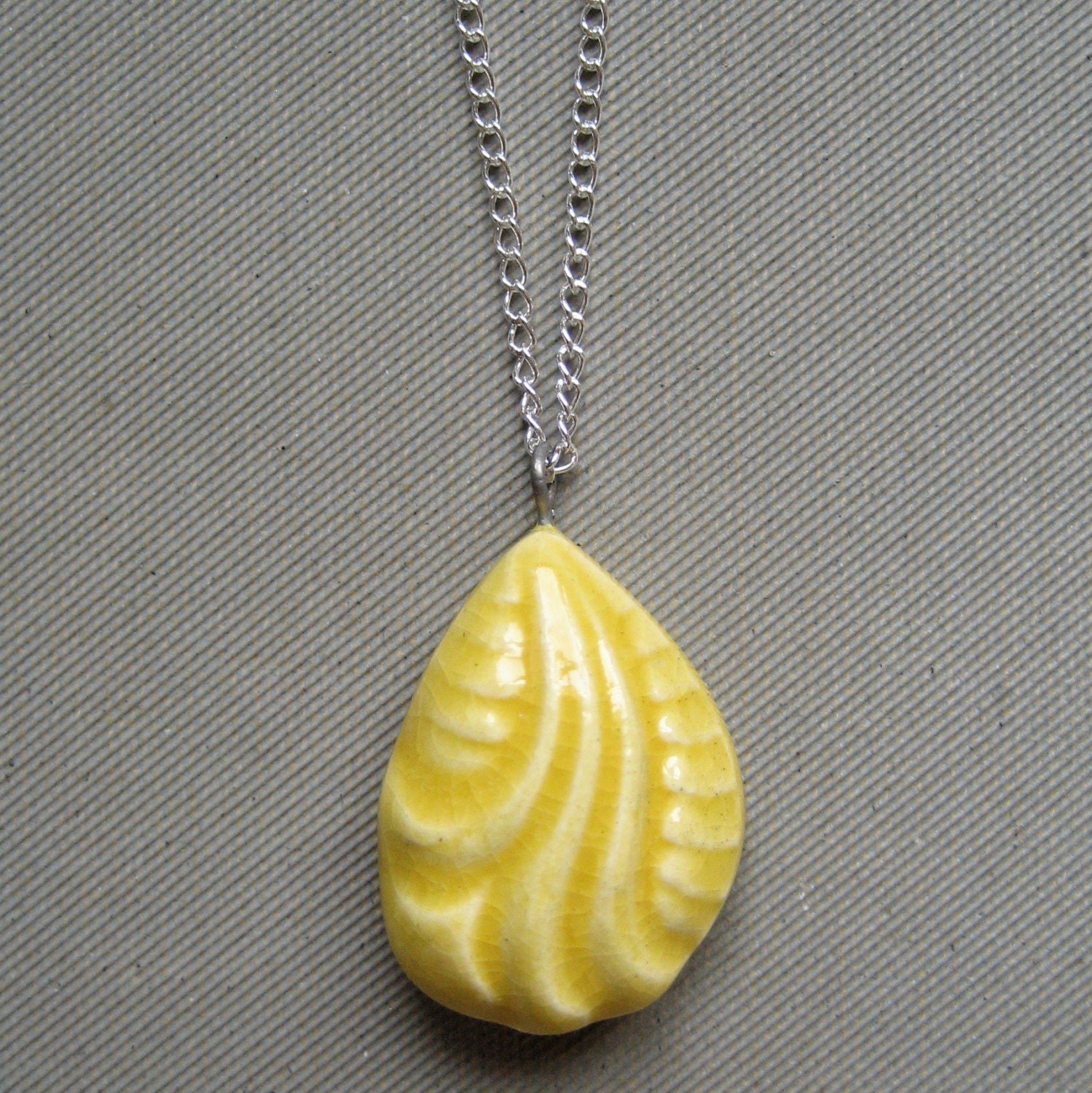 deco drop necklace, saffron ... porcelain jewelry by Sofia Masri