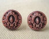 crest posts, plum ... porcelain earrings by Sofia Masri