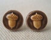 buried treasure posts, brown ... porcelain earrings by Sofia Masri
