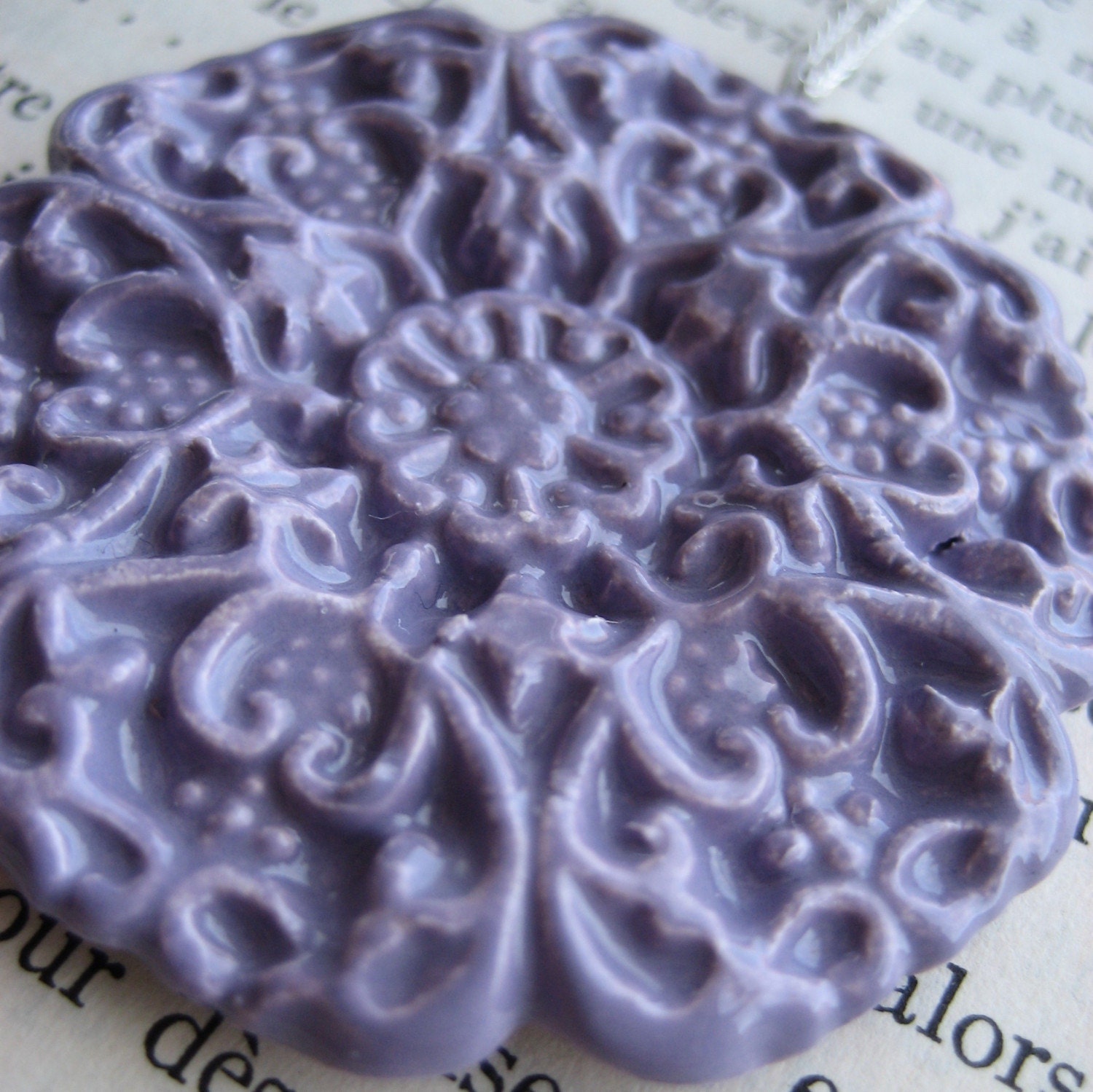 SALE medallion necklace, candied violet