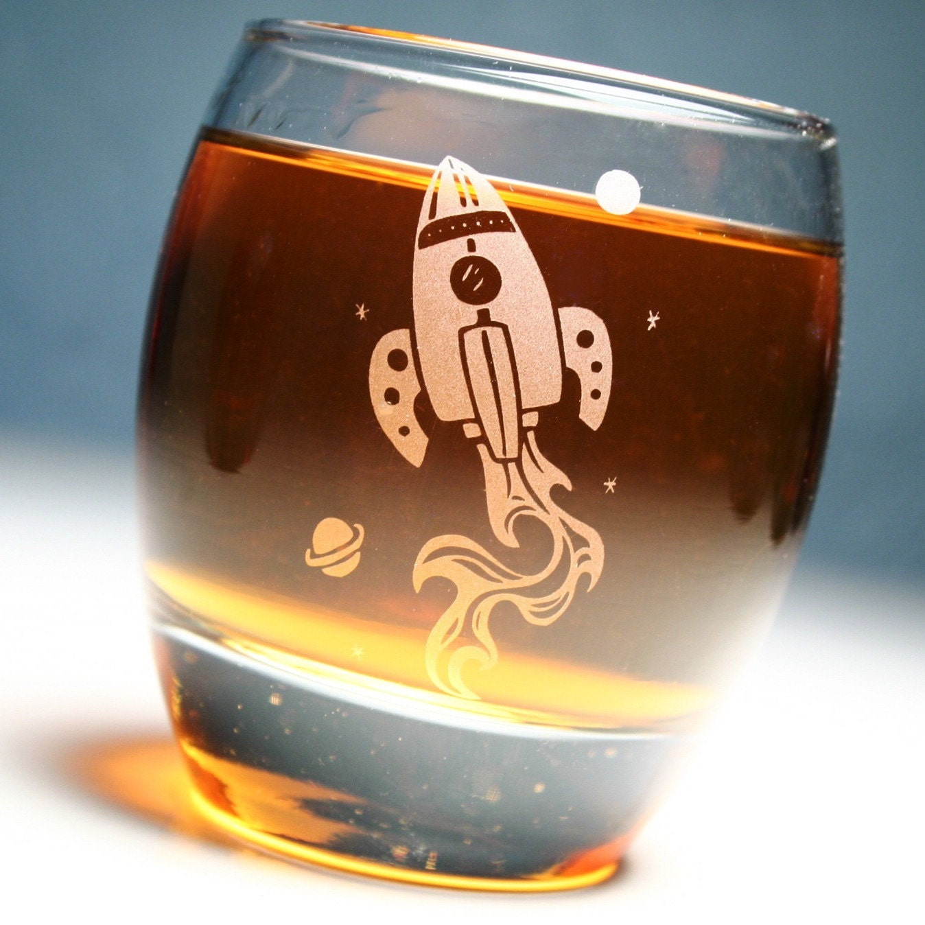 Rocket Ship Rocks Glass - nostalgic retro outer space cup