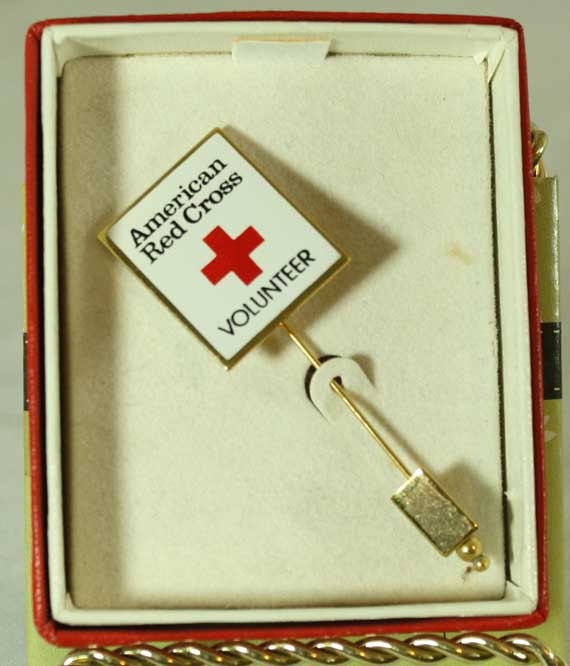 Vintage Red Cross Volunteer pin in original box