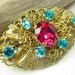 Czech Rhinestone Pin - Vintage Filigree Brooch