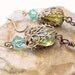 Czech Aqua Earrings - Brass and Picasso Glass