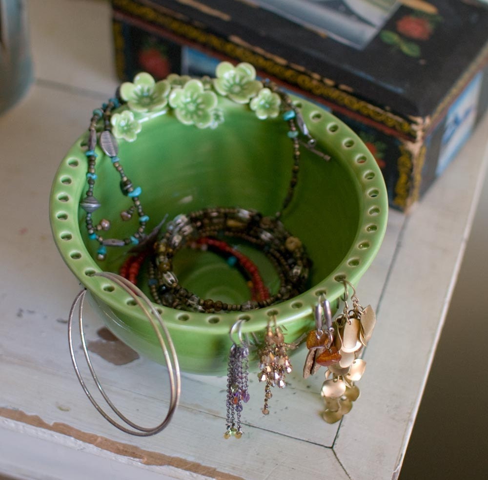 Earring Jewelry Bowl-jewelry organizer Midori Green