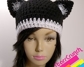 Kitty Cat Beanie Hat in Black