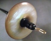 ITALIAN RESIN TAN IRIDESCENT - Top / High Whorl Drop Spindle - Gold Filled Hook