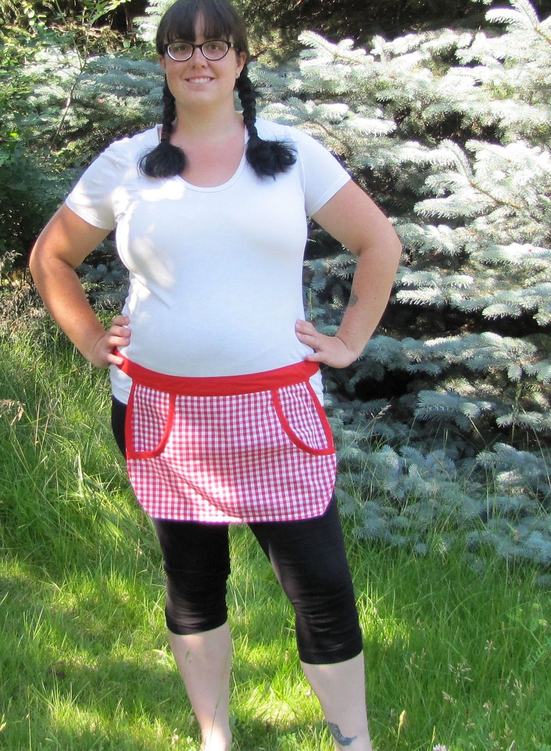 Red Checker Granny Apron