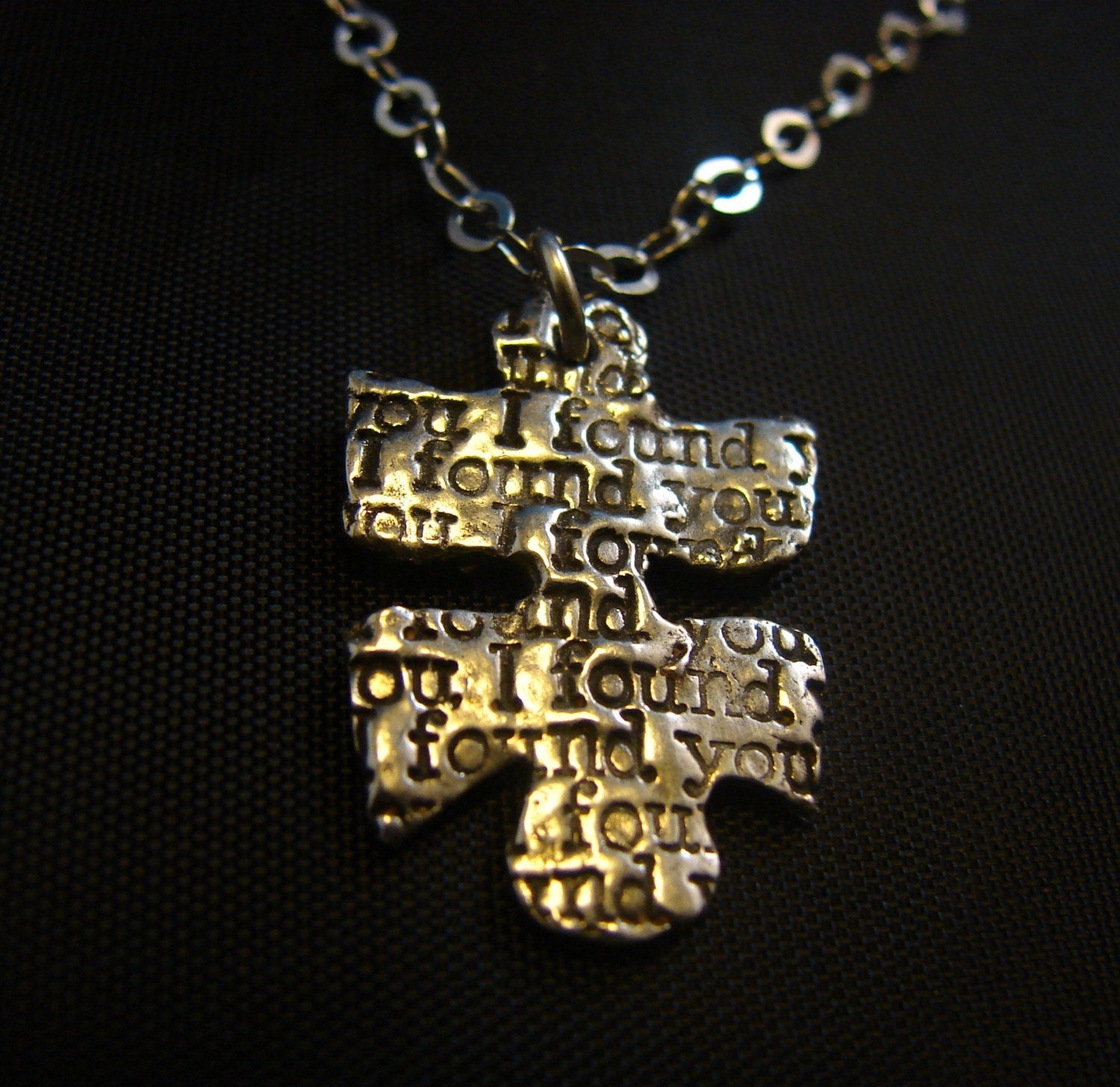 Puzzle necklace-I Found You- The missing Piece necklace