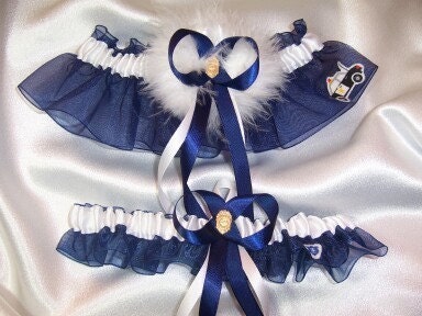 POLICE Wedding Garter Set with Marabou Pouf