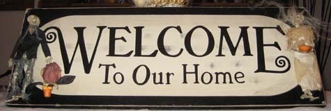 WeLcOmE HomE SiGn SkElEtOn WaLL DeCoR OOAK AlteRed aRt