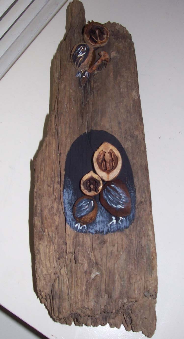 AlteRed WaLL aRt NiGhT OwLs on dRiFt wOOd with nails OOAK