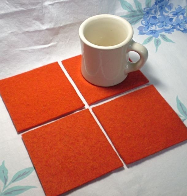 Simple felt coasters - Recycled 100 percent wool felt