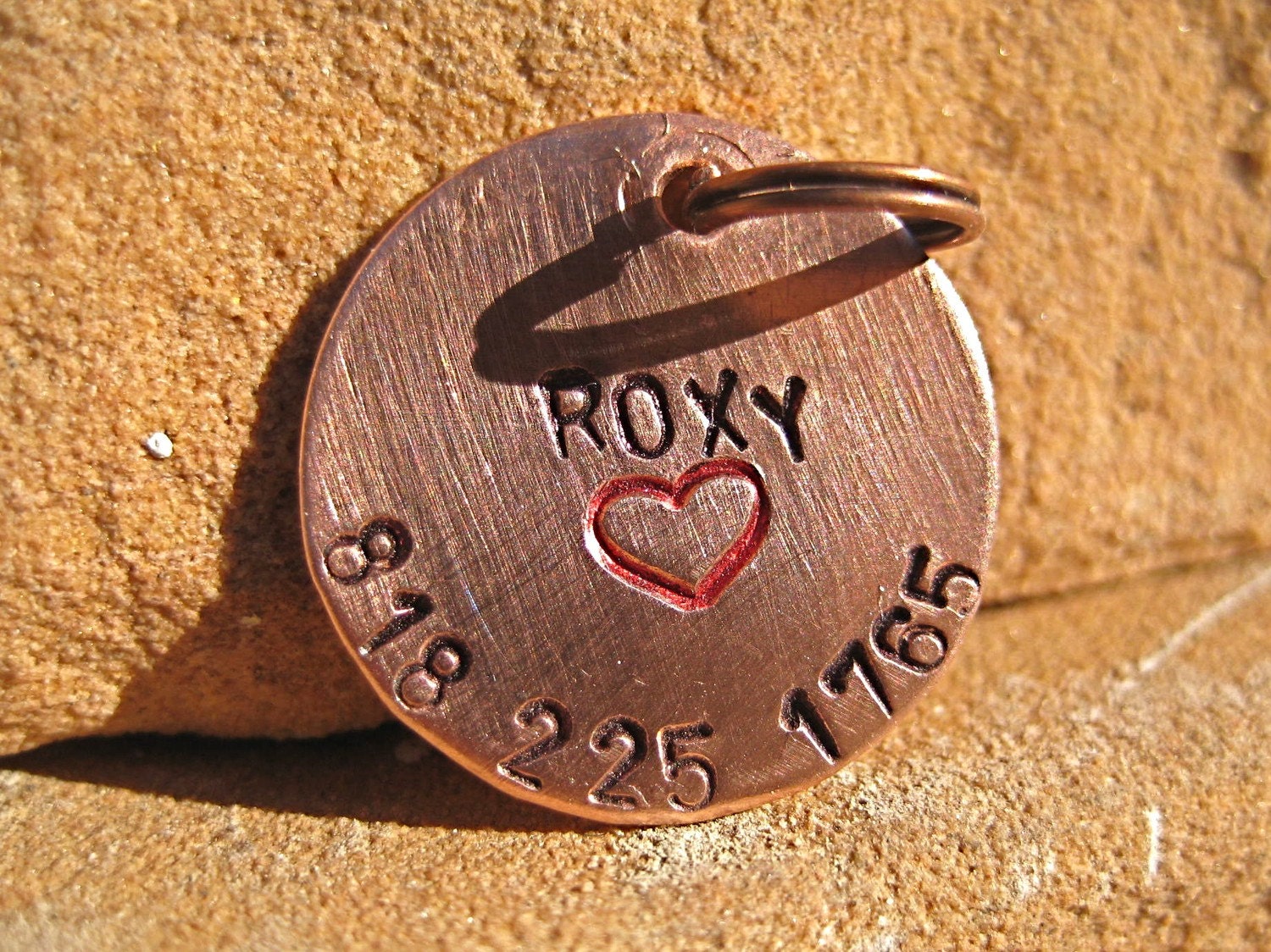 The Roxy - Handstamped Pet ID Tag Copper Small Dog Cat