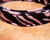 Lipstick Jungle - Organic Cotton CAT Collar Breakaway Safety Pink Black Zebra - All Antique Brass Hardware