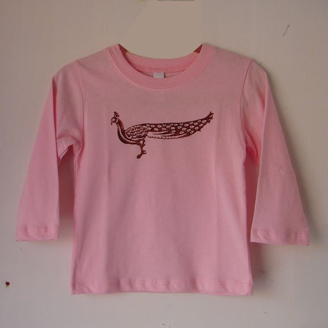 Peacock - Antique Block Printed Toddler Long Sleeve T-Shirt (Select Size)